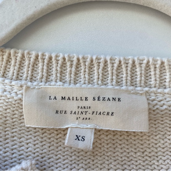 Sezane Leontine Jumper Sweater in Ecru Camel Stripe Size XS - Picture 8 of 13